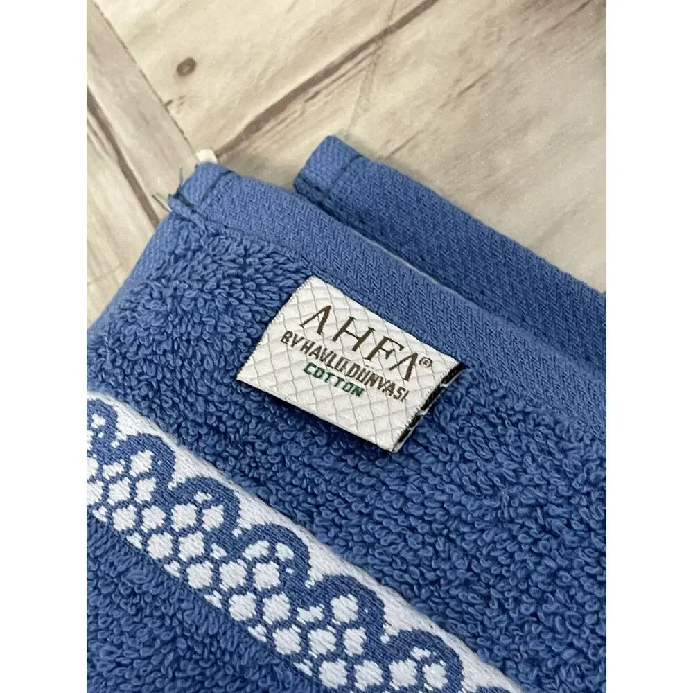 Alex Turkish Towel Blue Bath Cotton Sauna Embroidered Lightweight A4